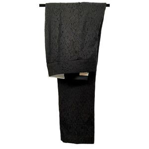 LOFT Marisa Black Eyelet Straight Leg Pants Fully Lined Sz 8 New with Tags